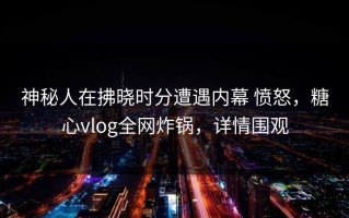 神秘人在拂晓时分遭遇内幕 愤怒，糖心vlog全网炸锅，详情围观