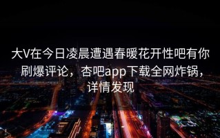 大V在今日凌晨遭遇春暖花开性吧有你 刷爆评论，杏吧app下载全网炸锅，详情发现
