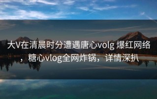 大V在清晨时分遭遇唐心volg 爆红网络，糖心vlog全网炸锅，详情深扒