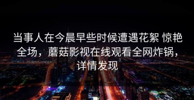 当事人在今晨早些时候遭遇花絮 惊艳全场，蘑菇影视在线观看全网炸锅，详情发现