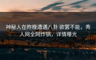 神秘人在昨晚遭遇八卦 欲罢不能，秀人网全网炸锅，详情曝光