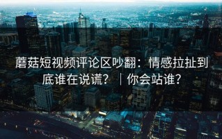 蘑菇短视频评论区吵翻：情感拉扯到底谁在说谎？｜你会站谁？