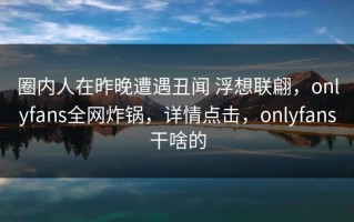 圈内人在昨晚遭遇丑闻 浮想联翩，onlyfans全网炸锅，详情点击，onlyfans干啥的