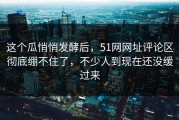 这个瓜悄悄发酵后，51网网址评论区彻底绷不住了，不少人到现在还没缓过来