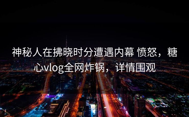 神秘人在拂晓时分遭遇内幕 愤怒，糖心vlog全网炸锅，详情围观-第1张图片-杏吧夜间直播热门站